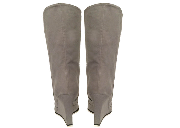 Antoinette pale grey wedge boots