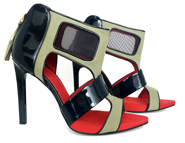  kaki sandals by No One’s Skin vegan heels by Designer Ivana Basilotta 