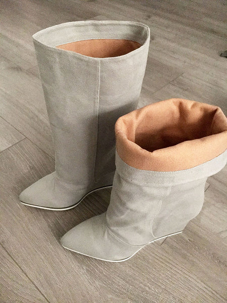 folded back vegan boots by Ivana Basilotta for No One’s Skin 