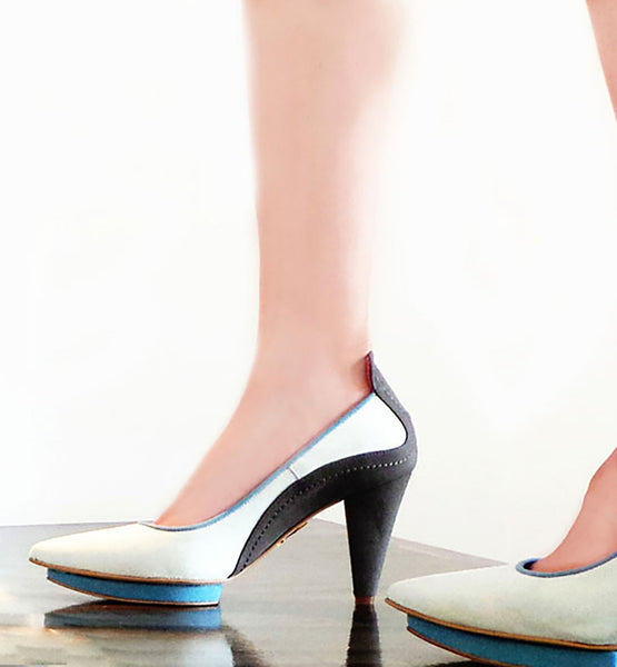 cone heels on the catwalk luxury vegan designs by Ivana Basilotta for No One’s Skin