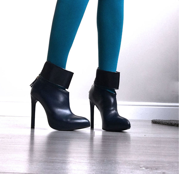 wearing blue ankle boots by Ivana Basilotta , No One's Skin 