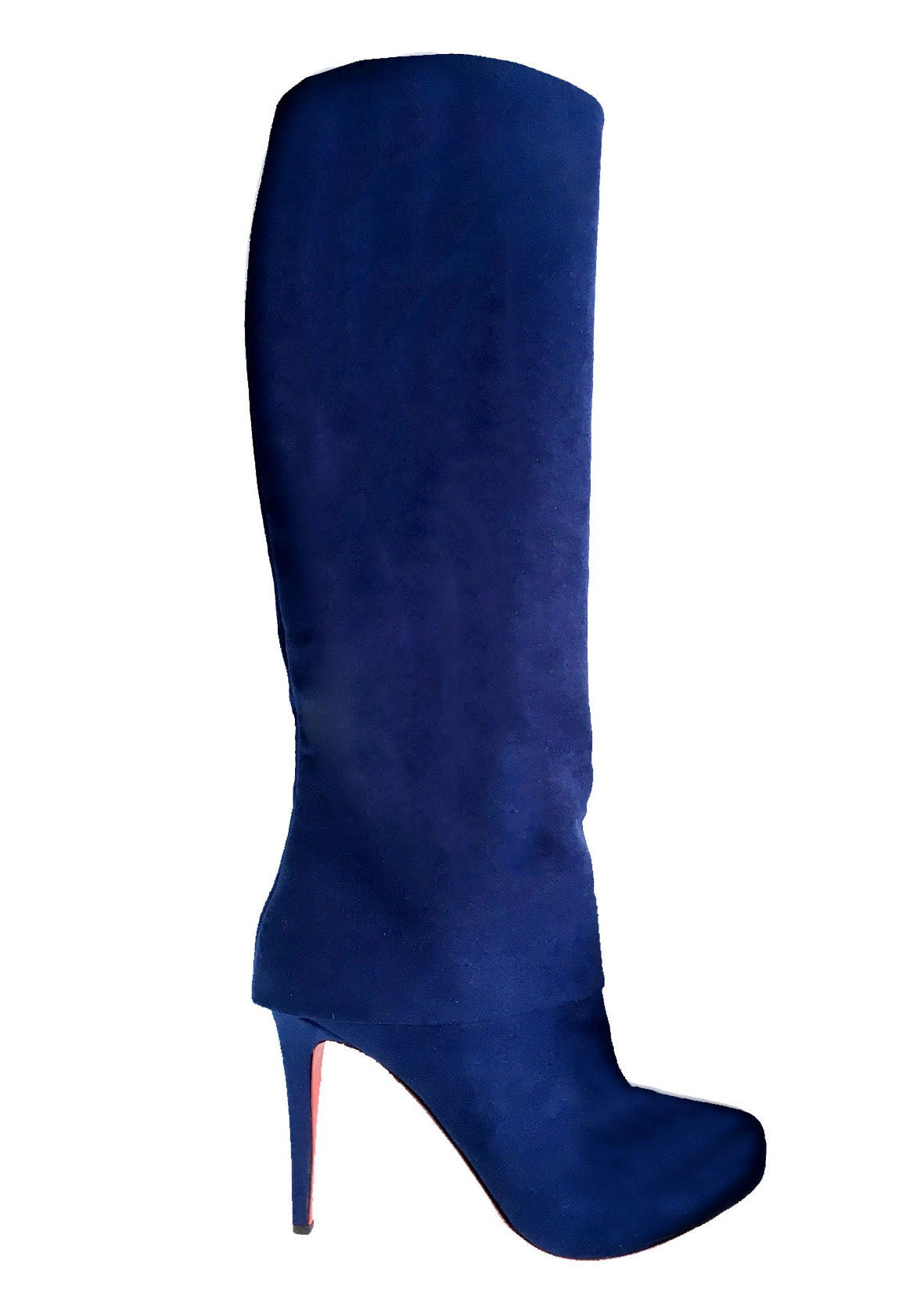 royal blue knee hight vegan boots, designer Ivana Basilotta for NO ONE SKIN