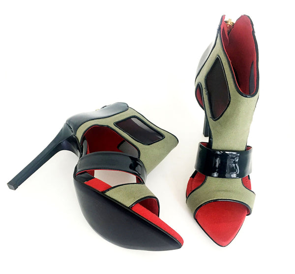 kaki sandal heels No One’s Skin by Designer Ivana Basilotta 