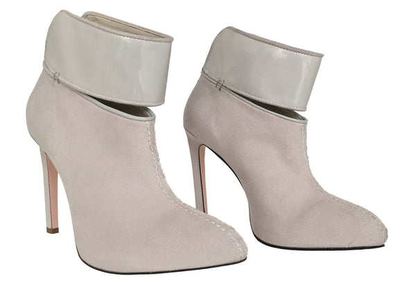 side shot of grey ankle boots by designer Ivana Basilotta 
