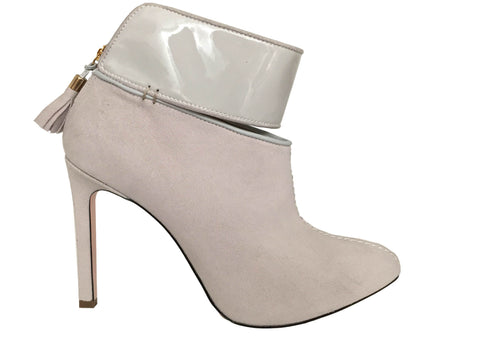 side shot of grey ankle boots, Ivana Basilotta design 