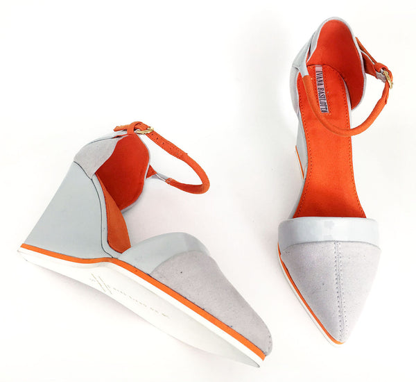 top view of Grey wedges by Ivana Basilotta No One's Skin